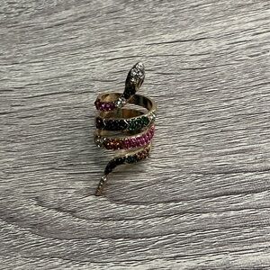 Gold-Tone Multicolor Snake Wrap Ring - Women's Fashion Jewelry